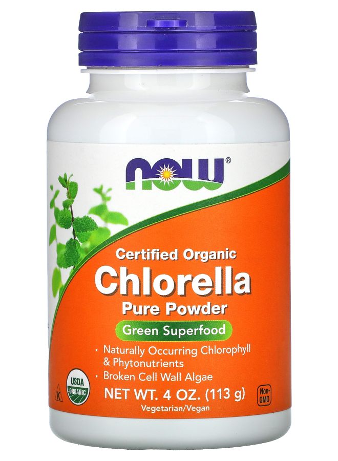 now Certified Organic Chlorella Pure Powder 4 oz (113 g)