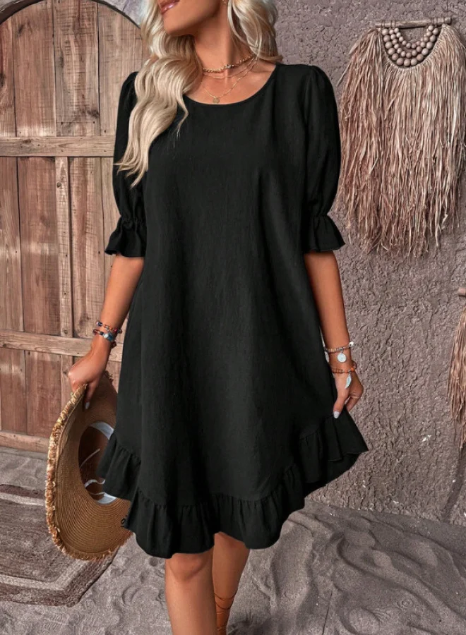 SIMPLEE Spring Summer Retro Cotton Linen Swing Dress