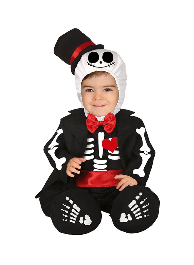 Fiestas Guirca Baby Mister Skeleton , Costume includes: Hood with Hat, Jumpsuit with Jacket and Bow Tie, Feet 6-12 Months