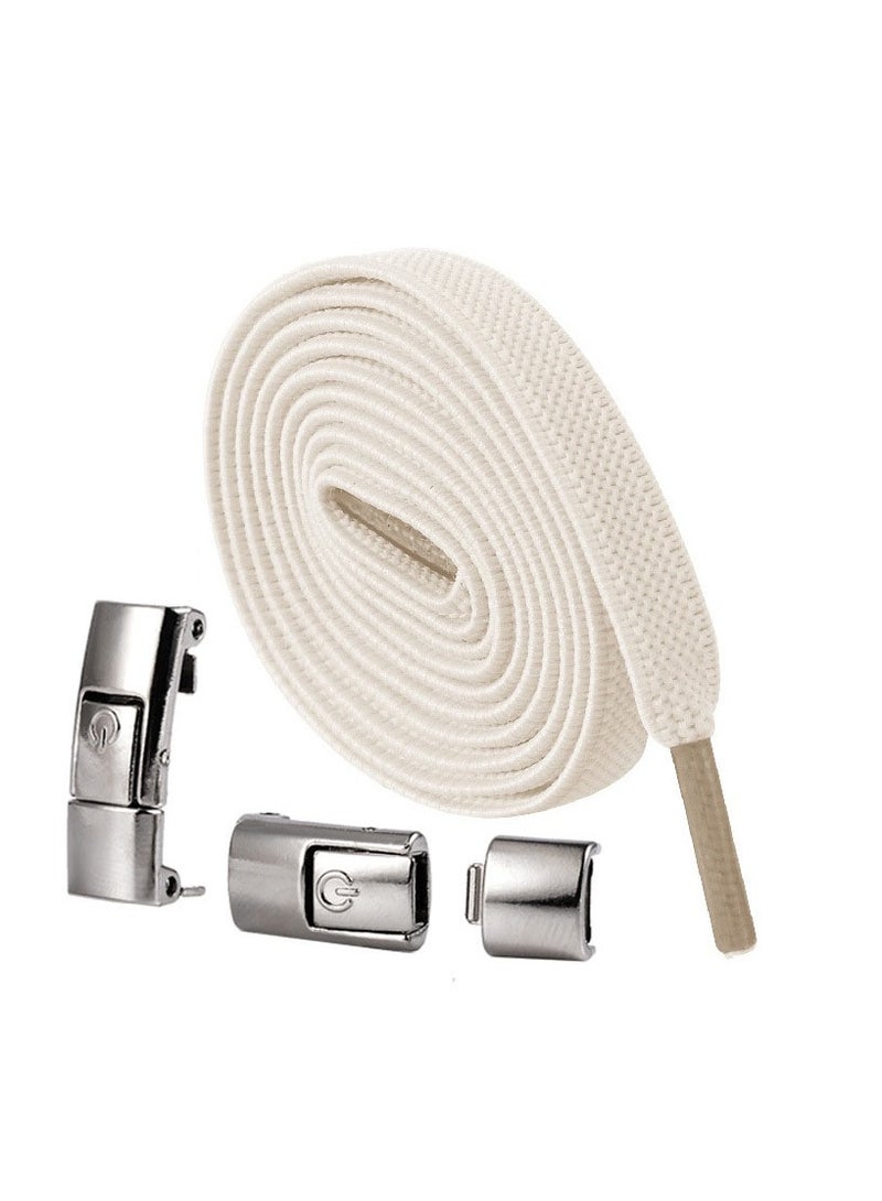 No Tie Elastic Flat Shoe laces with Colored Metal Buckle for Adults Kids Tieless Shoelaces