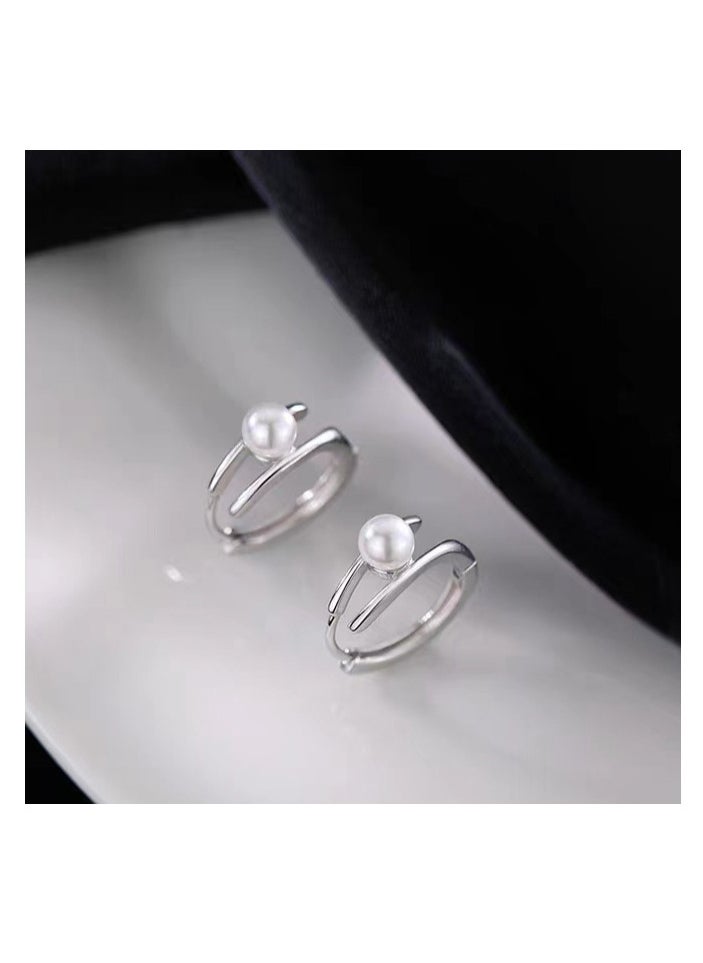 xozgdovg Pearl buckle line earrings simple everything with high-grade earrings  - Image 2