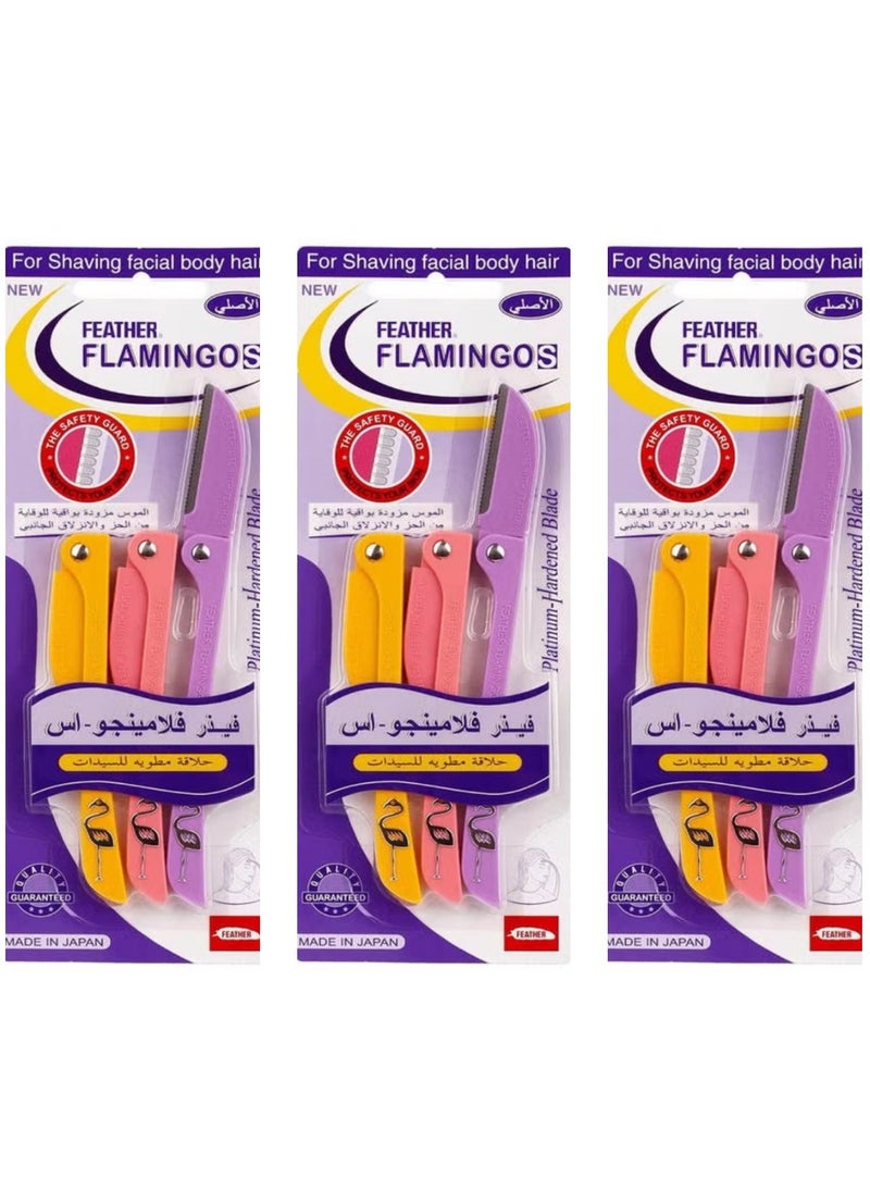 Feather-Flamingo Three Pieces Of 3 Flamingos Facial Touch-up Platinum for women Razor multicolour 