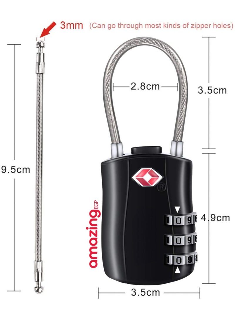 amazing.EGP TSA Luggage Locks, [ Zinc Alloy Version] TSA Approved Luggage Lock 3-Digit Re-settable Combination Lock, Code Lock for Travel Suitcase Luggage Bag Lockers (1, Black) - Image 4