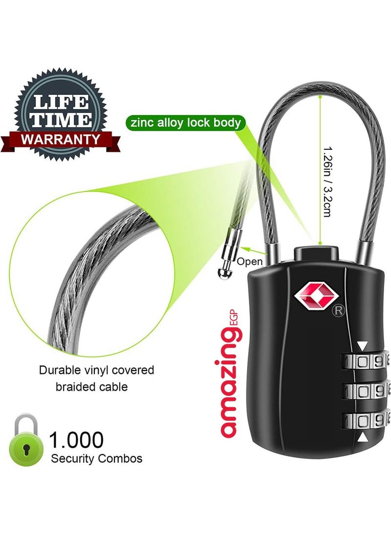 amazing.EGP TSA Luggage Locks, [ Zinc Alloy Version] TSA Approved Luggage Lock 3-Digit Re-settable Combination Lock, Code Lock for Travel Suitcase Luggage Bag Lockers (1, Black) - Image 5