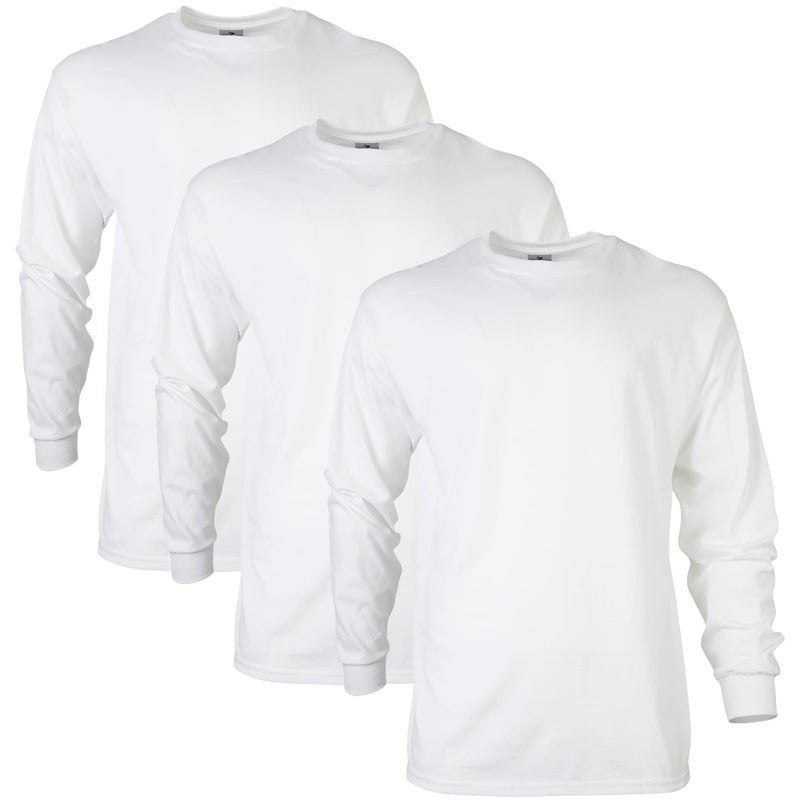 Gildan Mens Ultra Cotton Long Sleeve TShirt Style G2400 Multipack White 3Pack Small - Image 2