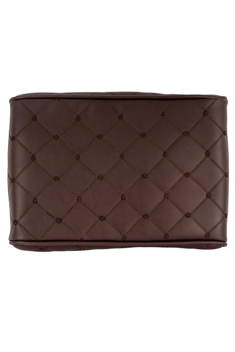 Luxury Quilted Leather Car Armrest Cushion – PU Leather Center Console Pad with Memory Foam, Non-Slip Design, and Universal Fit for Cars, SUVs, and Trucks (Dark Brown) - Image 2