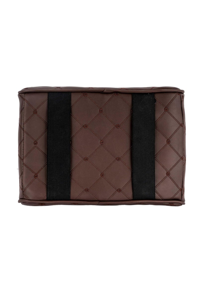 Luxury Quilted Leather Car Armrest Cushion – PU Leather Center Console Pad with Memory Foam, Non-Slip Design, and Universal Fit for Cars, SUVs, and Trucks (Dark Brown) - Image 3