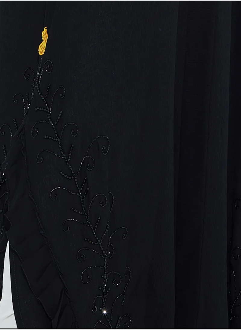Rosette Abaya Black openside abaya