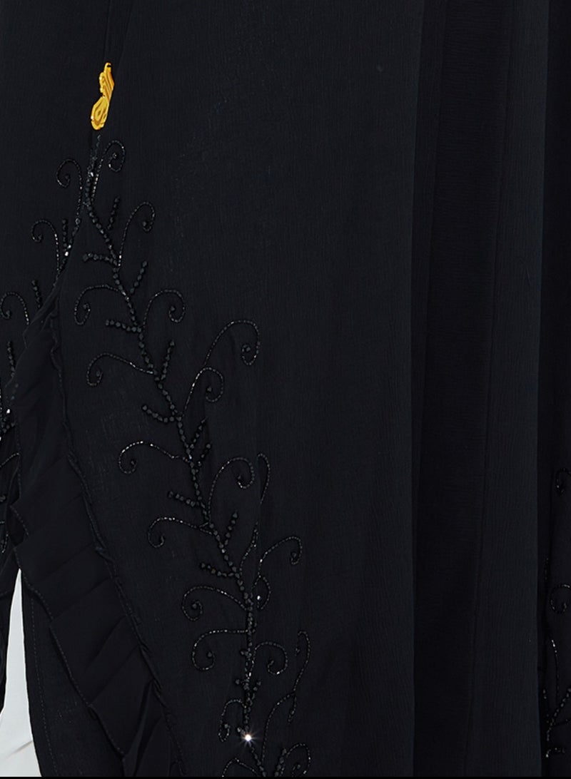 Rosette Abaya Black openside abaya  - Image 2