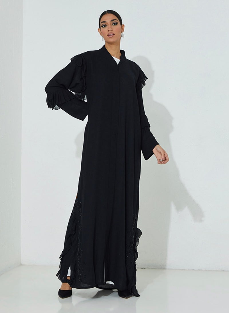 Rosette Abaya Black openside abaya  - Image 4