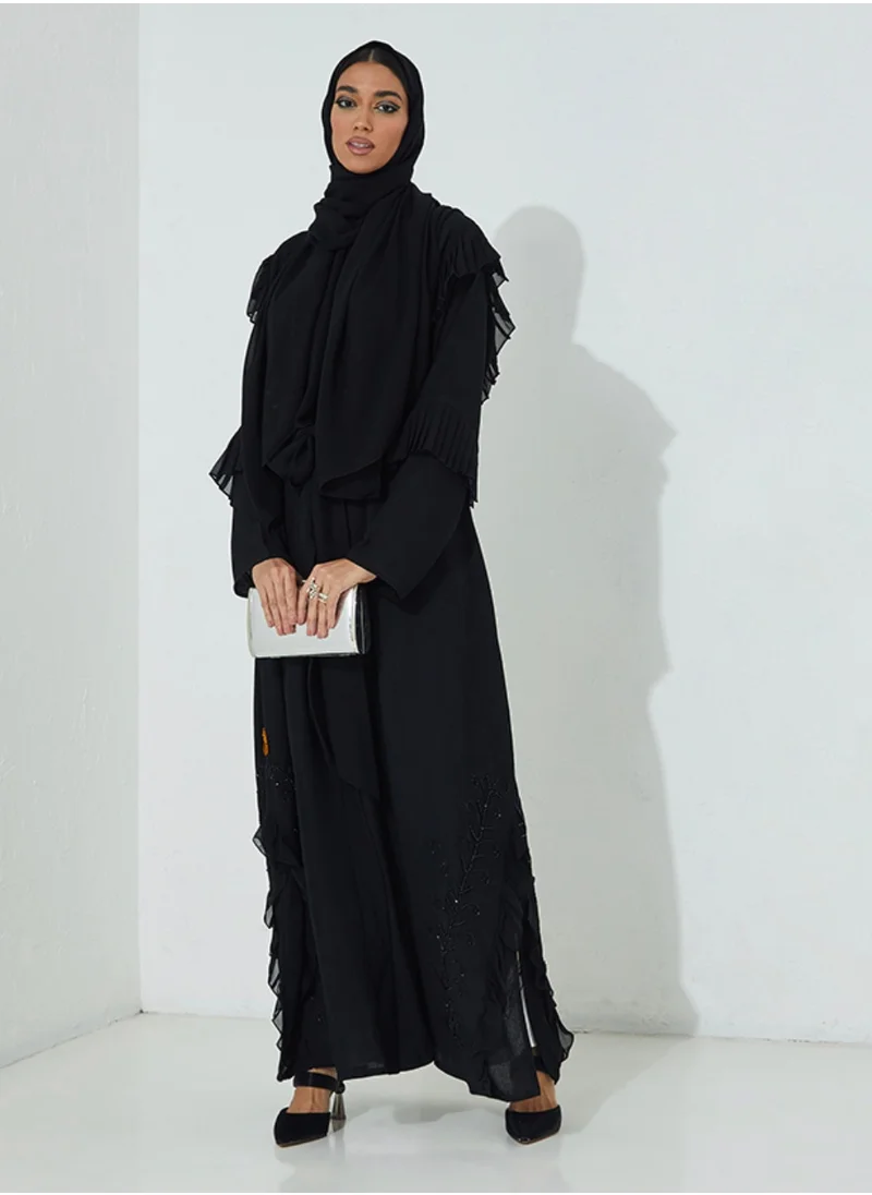 Rosette Abaya Black openside abaya