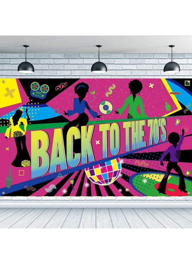 FINGERINSPIRE 70S Theme Backdrop Back To The 70S Party Banner With Hanging Rope 71X43 Inch Disco Party Backdrop Polyester 70S Backdrop Background Decoration For Photography Outdoor & Indoor Decor  - Image 1