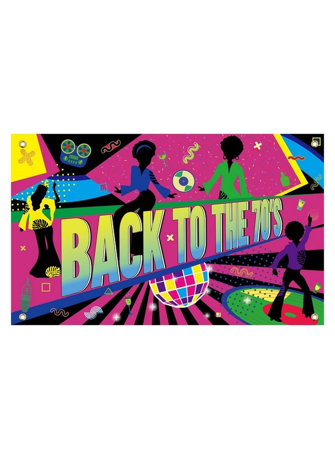 FINGERINSPIRE 70S Theme Backdrop Back To The 70S Party Banner With Hanging Rope 71X43 Inch Disco Party Backdrop Polyester 70S Backdrop Background Decoration For Photography Outdoor & Indoor Decor  - Image 3