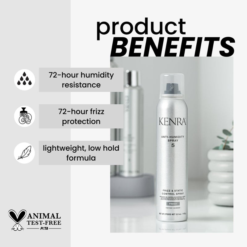 Kenra Professional Anti-Humidity Spray 5 | Frizz & Static Control Spray |72-Hour Humidity Resistance & Protection | Lightweight, Low Hold Formula | Thermal Protection | 5oz - Image 2