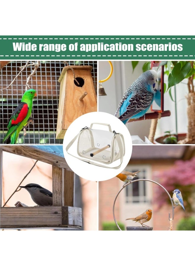 Bird Travel Carrier with Standing Perch and Tray,Breathable Collapsible Small Bird Carrier Travel Bag for Parrot Parakeet Small Animals for travel hiking Camping (NB108-Beige) - Image 5