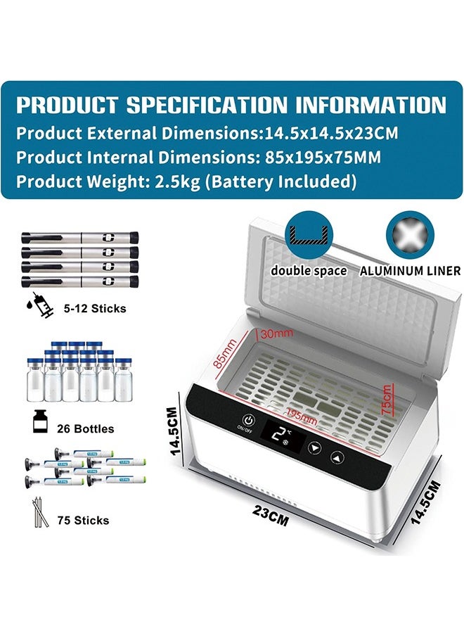 Generic - Insulin Cooler,Portable Insulin Cooler Box,Mini Medicine Refrigerator,Medicine Refrigerator Adjustable Temperature with Battery LCD Display Alarm and Bag Multiple Modes of Power Supply - Image 1