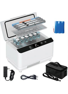 Insulin Cooler,Portable Insulin Cooler Box,Mini Medicine Refrigerator,Medicine Refrigerator Adjustable Temperature with Battery LCD Display Alarm and Bag Multiple Modes of Power Supply