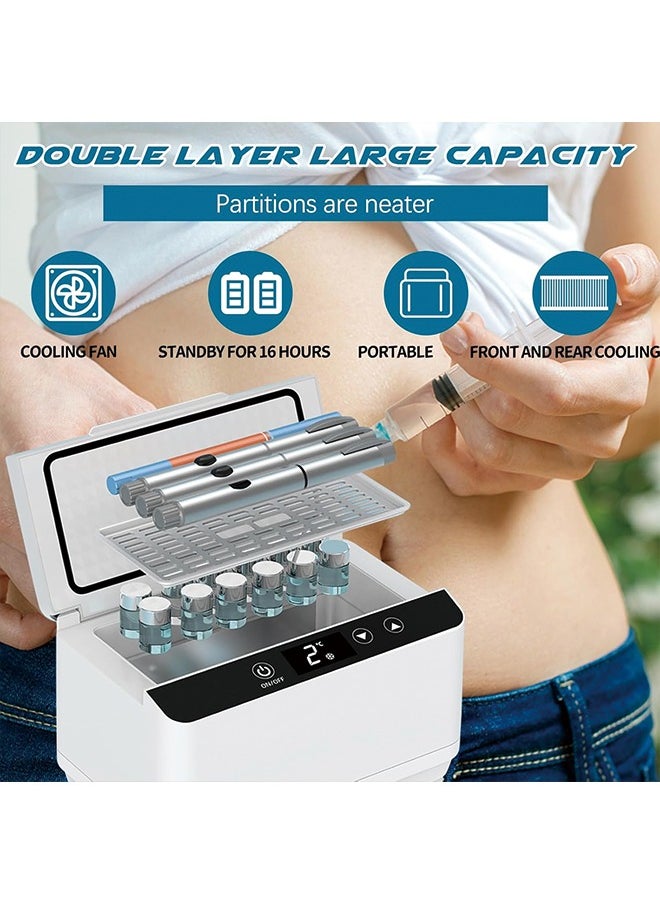Generic - Insulin Cooler,Portable Insulin Cooler Box,Mini Medicine Refrigerator,Medicine Refrigerator Adjustable Temperature with Battery LCD Display Alarm and Bag Multiple Modes of Power Supply - Image 1