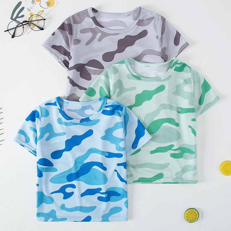 Children'S Thin Short-Sleeved Loose Casual Top Boys And Girls Camouflage Trendy Printed All-Match T-Shirt - Image 1