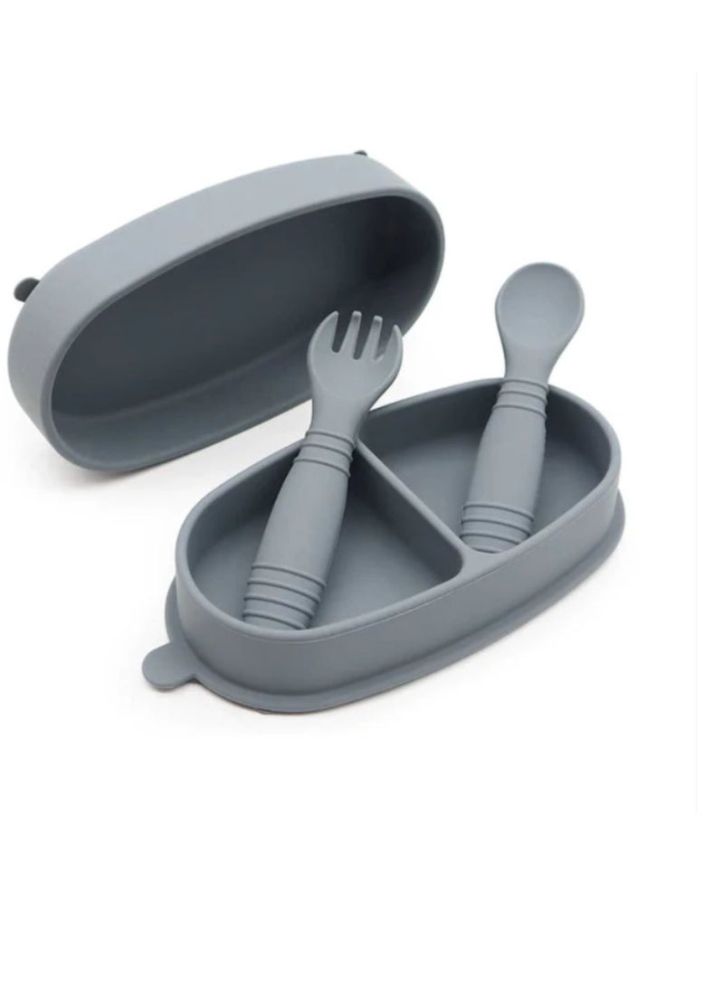 مارلو وسيج مجموعة أطباق وحاويات مارلو آند سيج واندرر، مجموعة أطباق للأطفال، أدوات مائدة لتغذية أغذية الأطفال، طبق أكل الطفل + ملعقة، مساعدة الأطفال - مجموعة التدريب على التغذية الذاتية - Image 1