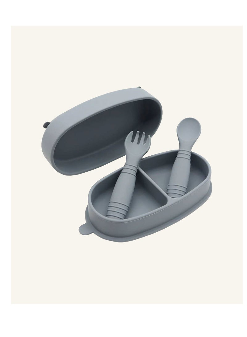 مارلو وسيج مجموعة أطباق وحاويات مارلو آند سيج واندرر، مجموعة أطباق للأطفال، أدوات مائدة لتغذية أغذية الأطفال، طبق أكل الطفل + ملعقة، مساعدة الأطفال - مجموعة التدريب على التغذية الذاتية - Image 3