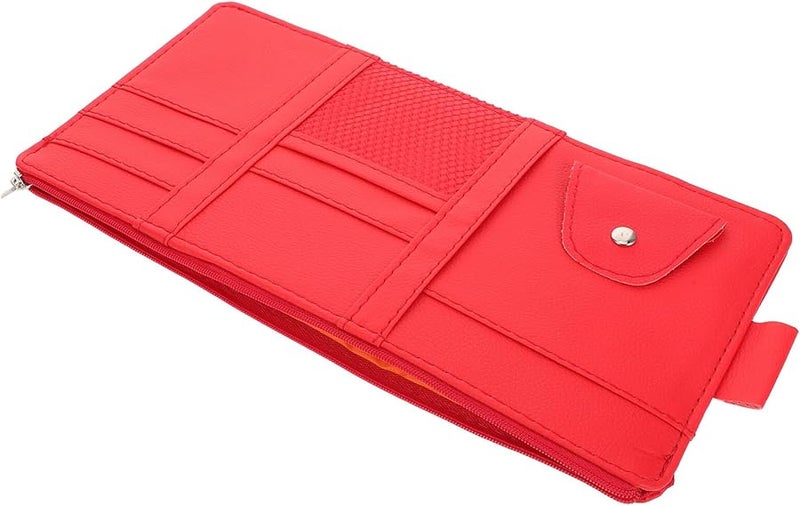 Universal Car Visor Organizer with Zipper Closure Eyeglasses Holder and Card Sleeve Easy Install - Image 1