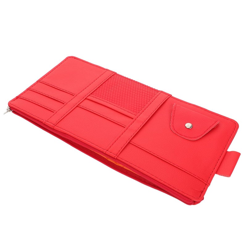 Universal Car Visor Organizer with Zipper Closure Eyeglasses Holder and Card Sleeve Easy Install - Image 2
