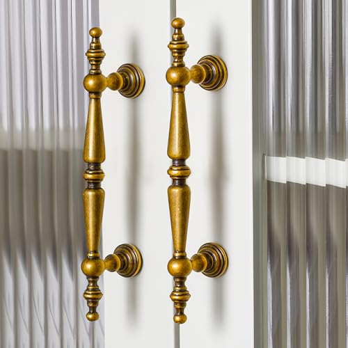 Shimeyao 10 Pack Antique Brass Cabinet Pulls 3-3/4"(96 mm) Hole Center Vintage Cabinet Pulls Handles Drawer Handles Closet for Kitchen Bathroom Drawer Dresser Pull Hardware Hole Center - Image 1