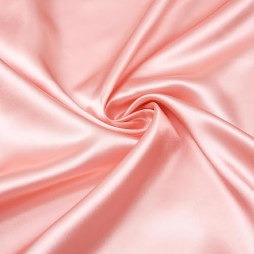 Filloxy Plain Silky Shine Satin Fabric Material for Fashion Design Stitching Multiple Use Includes Dress, Pillow Cover, Designer Cloths, Home Decor Material - 44" Hight (Rose, 6 Meter) - Image 1