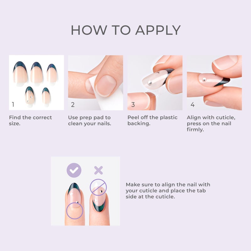 Impress KISS imPRESS No Glue Mani Press On Nails, Premium, 'Best Life', Blue, Medium Size, Almond Shape, Includes 30 Nails, Prep Pad, Instructions Sheet, 1 Manicure Stick, 1 Mini File - Image 2