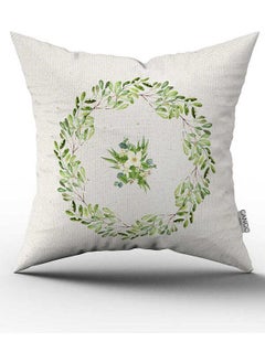 Cango Home Double Sided Cream Green Floral Patterned Digital Printed Throw Pillow Cover CGH1063 