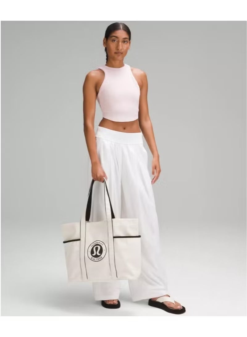 Lululemon Everywhere Tote Bag, Spacious and Durable Cotton Tote with Pockets, Secure Snap Closure, Perfect for Everyday Use, 20L Capacity, White - Image 2