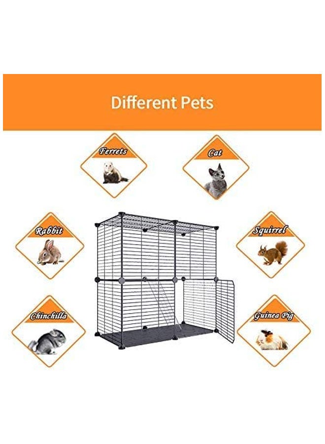 Small Animal Cage with Dense Dense Metal Wire 2x2x3 Cat Kitten, Ferret Crate  Kennels  Pet Playpen Indoor for Rabbit Puppy Bunny and Chinchilla 28L x 14W x 28H Inchs - Image 3