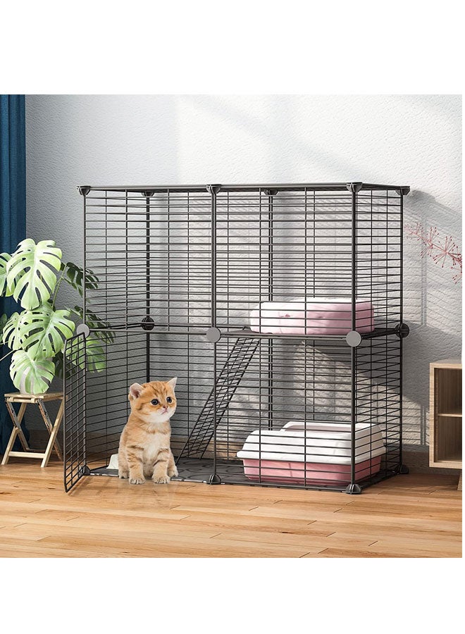 Small Animal Cage with Dense Dense Metal Wire 2x2x3 Cat Kitten, Ferret Crate  Kennels  Pet Playpen Indoor for Rabbit Puppy Bunny and Chinchilla 28L x 14W x 28H Inchs - Image 1