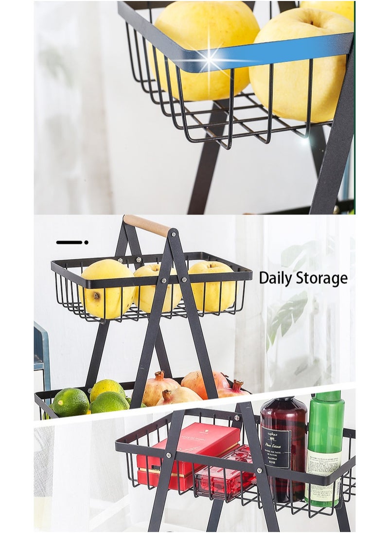 Generic 1pc Countertop Fruit & Vegetable Basket, Removable Storage Cabinet with Wooden Handle, Ideal for Kitchen Organization  - Image 4