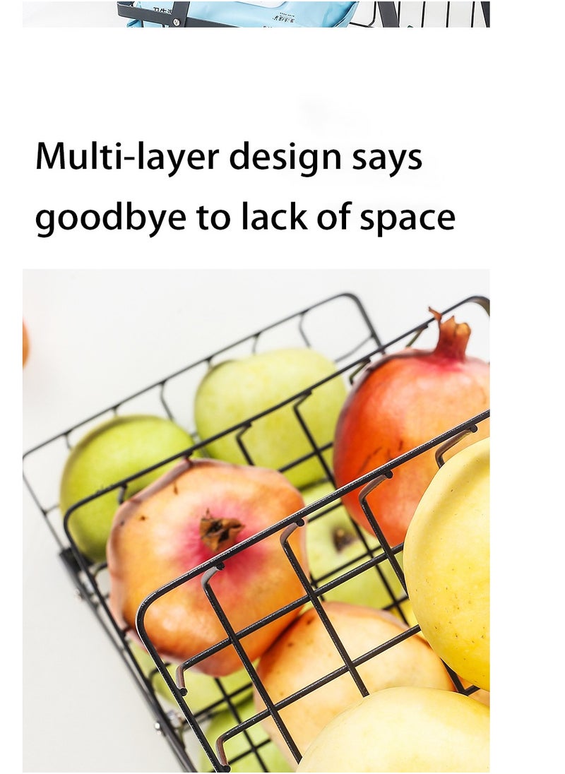 Generic 1pc Countertop Fruit & Vegetable Basket, Removable Storage Cabinet with Wooden Handle, Ideal for Kitchen Organization  - Image 5