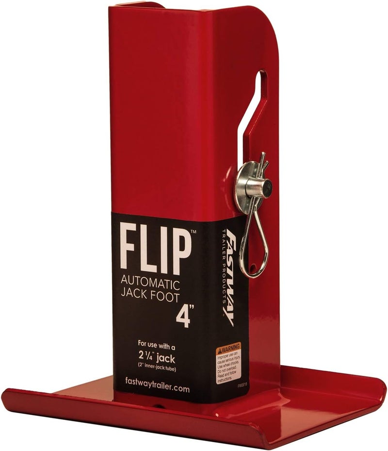 رافعة تلقائية قابلة للطي FLIP 88-00-4500 لسان المقطورة مع قاعدة قدم لجكات 2 1/4" - تمديد 4" (أنبوب جاك داخلي 2 إنش)