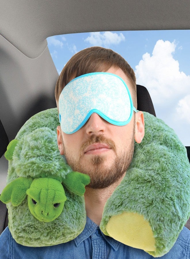 Puzzled DolliBu Sea Turtle Plush Neck Pillow - Soft Travel Neck Pillow Animal for Neck & Head Support, Cute Ocean Life Stuffed Pillow Accessory for Naps, Novelty Stuffed Animal Headrest for Kids & Adults - Image 5