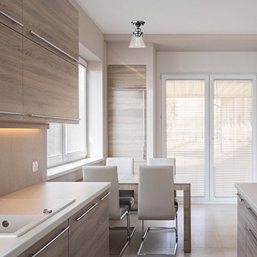 GLOBE Electric 65726 1-Light Flush Mount Ceiling Light, Clear Glass Shade, Chrome Finish, Bedroom Lighting Fixtures Ceiling, Dining Room Fixture, Timeless, Lighting for Hallway or Dining Room - Image 4