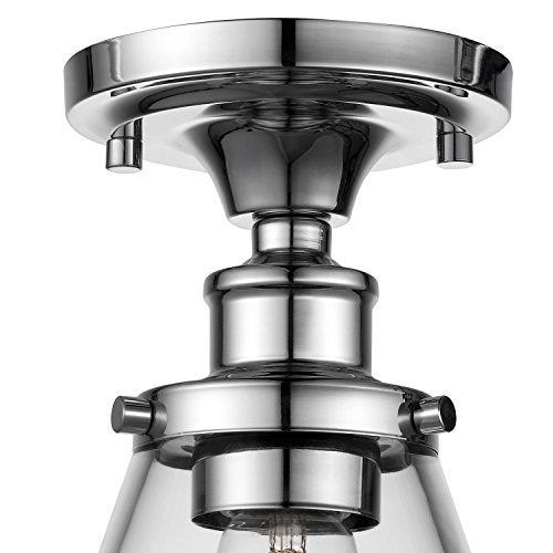 GLOBE Electric 65726 1-Light Flush Mount Ceiling Light, Clear Glass Shade, Chrome Finish, Bedroom Lighting Fixtures Ceiling, Dining Room Fixture, Timeless, Lighting for Hallway or Dining Room - Image 3