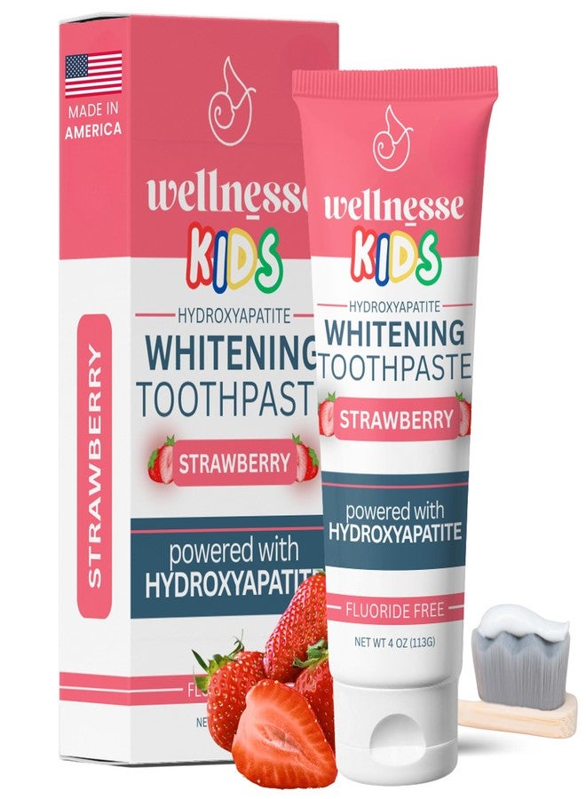 Wellnesse Kids Hydroxyapatite Toothpaste with Xylitol - Fluoride Free Toddler & Kid's Natural Toothpaste, Freshens Breath, Sensory-Friendly Oral Care, Vegan, Strawberry Flavor, 4 oz (Pack of 1) - Image 1