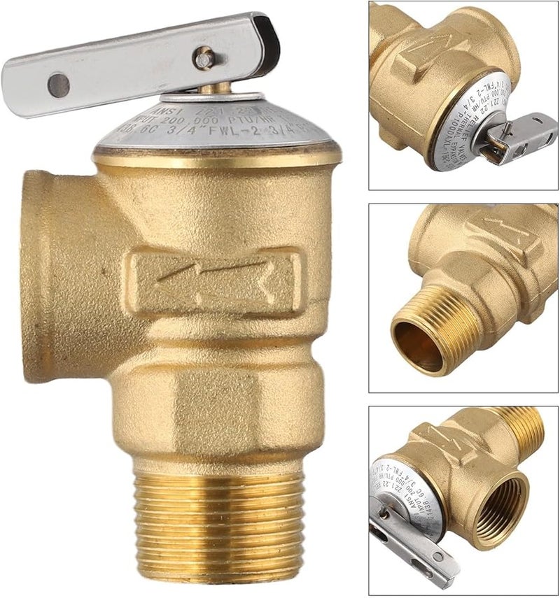 Brass Pressure Relief Valve 3 4 Inch NPT 150 PSI With Stainless Steel Spring 210F Max Temp - Image 3