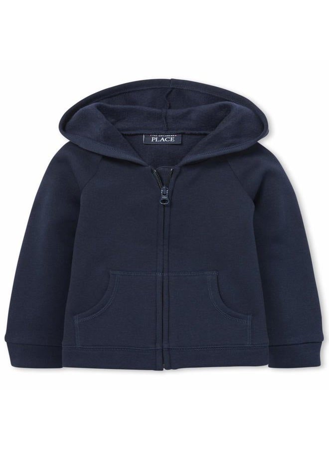 Baby Girls' and Toddler French Terry Zip Up Hoodie, Tidal Single, 4 Years