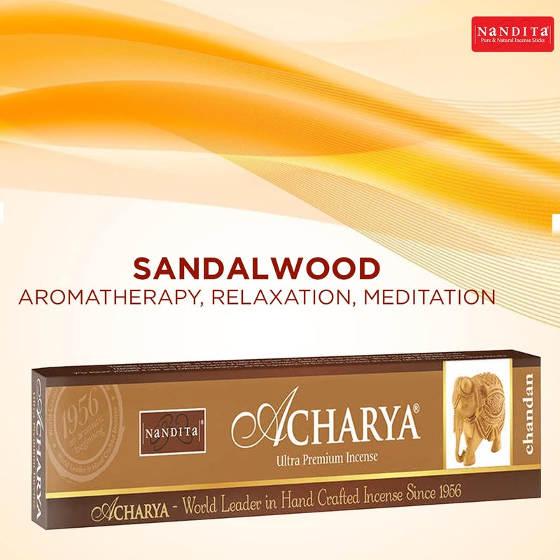 Nandita Nandita Acharya Ultra Premium Incense Sticks - Chandan (50gm) - Pack of 6  - Image 3