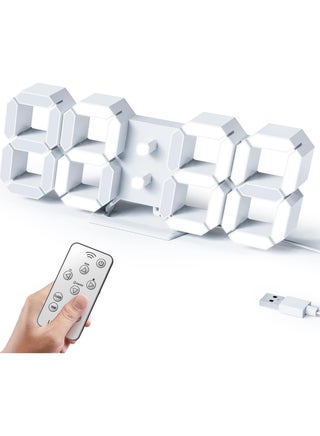 3D LED Digital Wall Clock ,9.7", Large Display Table/ Desk Clock with Remote Control 12/24H Temperature (White Light) - pzsku/Z123D812AA4E3E4511BAEZ/45/_/1723665050/d51b651b-46ab-45f3-a0b8-abb558f350b0