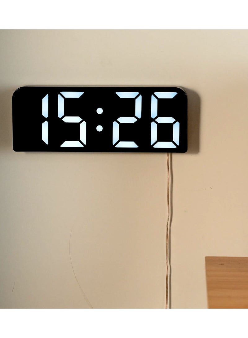 3D LED Digital Wall Clock ,9.7", Large Display Table/ Desk Clock with Remote Control 12/24H Temperature (White Light)
