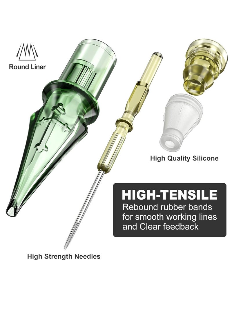 solong tattoo 50Pcs Tattoo Needles Assorted, Solong Pro Disposable Tattoo Needles Size #12 Round Liner -10Pcs each of 1RL,3RL,5RL,7RL,9RL Tattoo Cartridge Needles EN01S-50KIT-Q  - Image 2