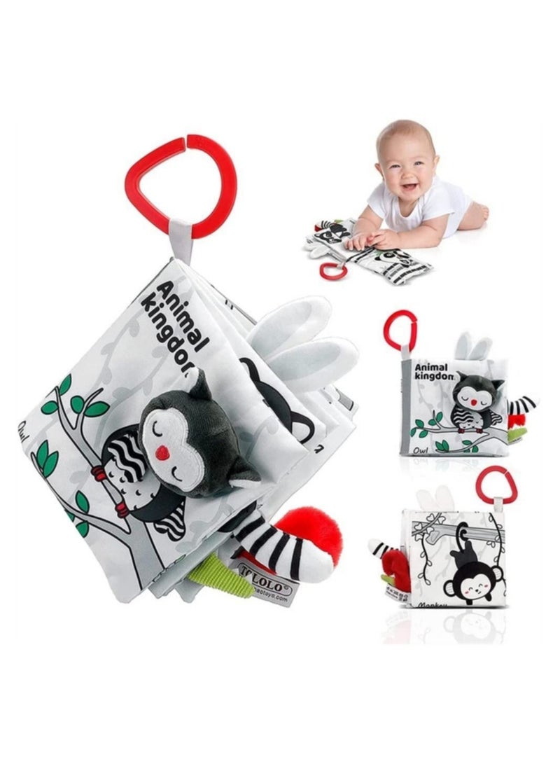 NIBEMINENT Baby Soft Cloth Book, 3D Touch Feel High Contrast Book , Activity Crinkle Books for Early Education - Image 1