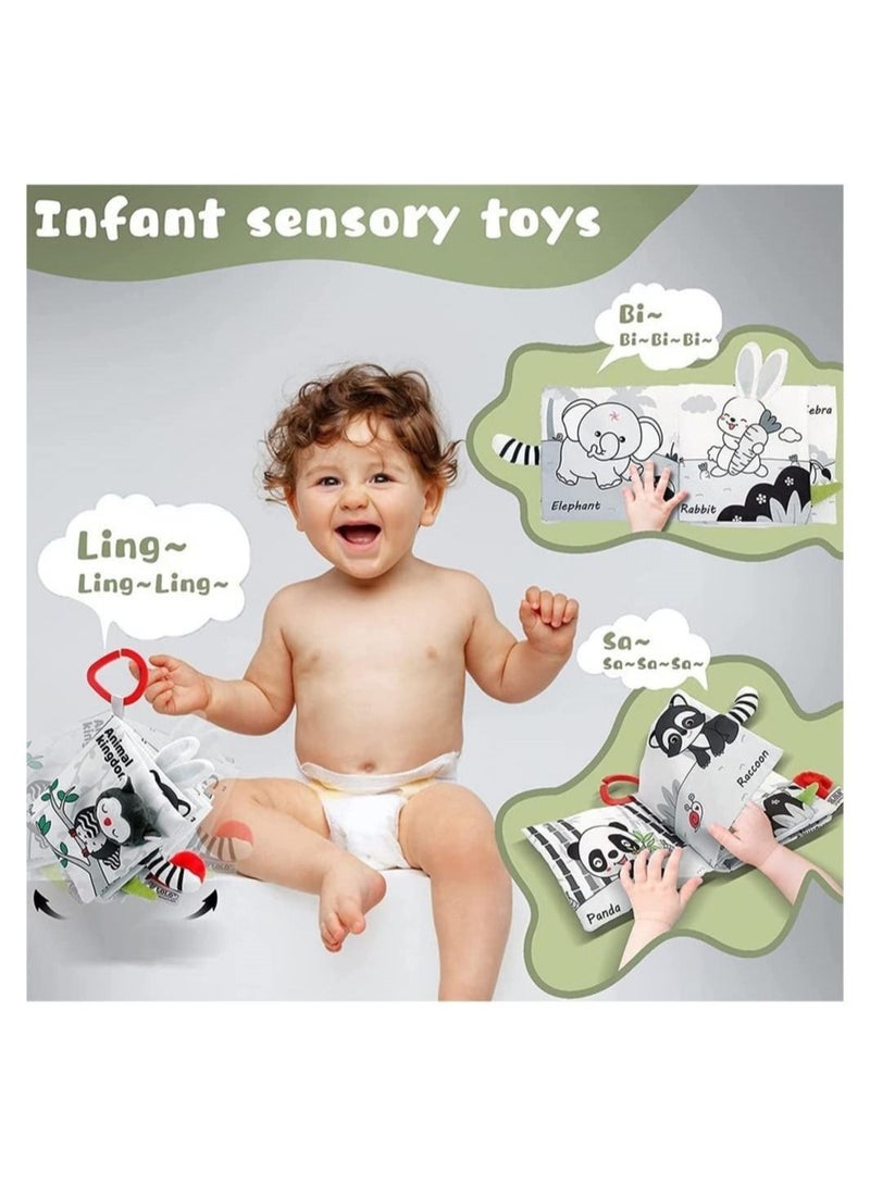 NIBEMINENT Baby Soft Cloth Book, 3D Touch Feel High Contrast Book , Activity Crinkle Books for Early Education - Image 2