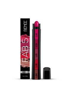 Renee Fab 5 Glossy 5 In 1 Lipstick 7.5 Gm - Five Shades In One - Moisturizing & Nourishing, Long Lasting, Glossy Finish - Intense Color Payoff - Compact, Glides Smoothly With One-Stroke Application  - Image 1